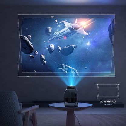 1080P Full HD Mini Smart beamer projector 4K 300ANSI met Android 13, 12000 lumen mobiele telefoon ondersteuning WiFi 6 en Bluetooth trapeziumcorrectie thuisbioscoop video luidspreker USB-poort + HDMI