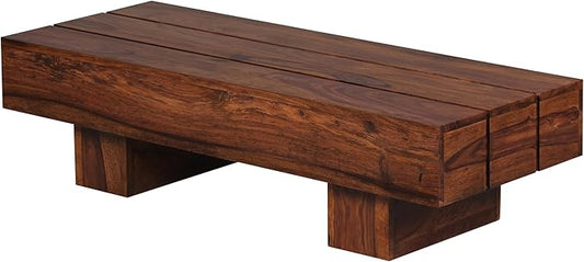 Salontafel – Woonkamertafel – Koffietafel – Bijzettafel – Massief Houten Tafel – Sheesham Hout – Handgemaakt Uniek Design – Afmetingen 120x30x45 cm - QUORE