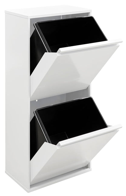 ARREGUI Basic CR401-B2 Recyclingcontainer | Afvalcontainer in Staal | 2 Compartimenten 2x23L (46 L) | Binnenemmers met Hoge Capaciteit | Multifunctionele Recyclebak | Afvalbak voor Keuken of Huis| Wit