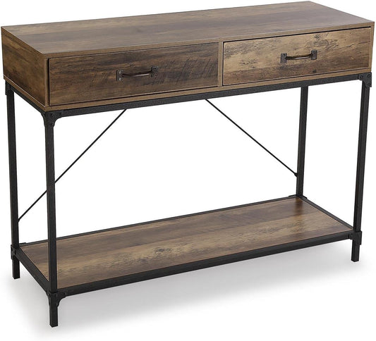 Versa Bremen Smalle hal of vestibule Entree hal meubilair, Console Tafel, met 2 lades, Afmetingen (H x B x H) 76 x 100 x 35 cm, Hout, Kleur Bruin