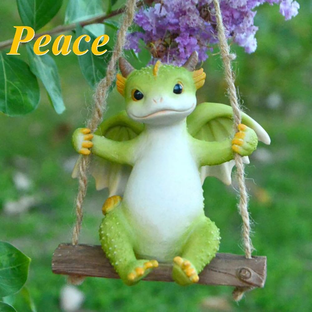 Miniatuur Fairy Garden Drakenfiguren- Swing Draken Standbeeld