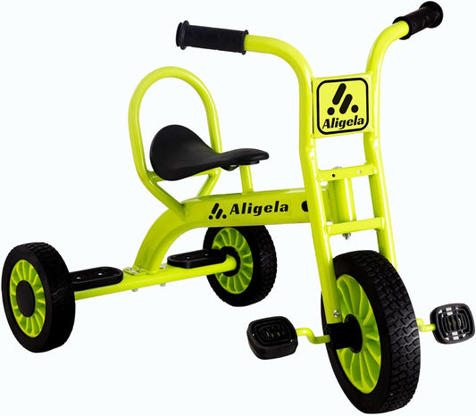 Kinderdriewieler, voorschoolse driewieler met koolstofstalen frame, 85 cm x 65 cm, rood, draagvermogen 220 lb, fluorescerend groen