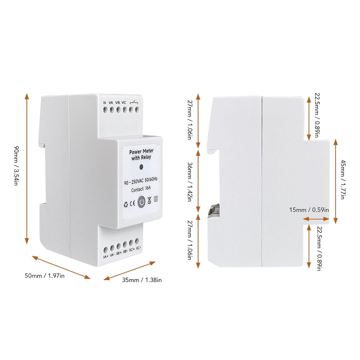 WiFi Smart Energy Meter 3 Fase Elektriciteit Monitoring Meter met 3.80A Stroomtransformator Stroom Spanning Amperage Energiemeter