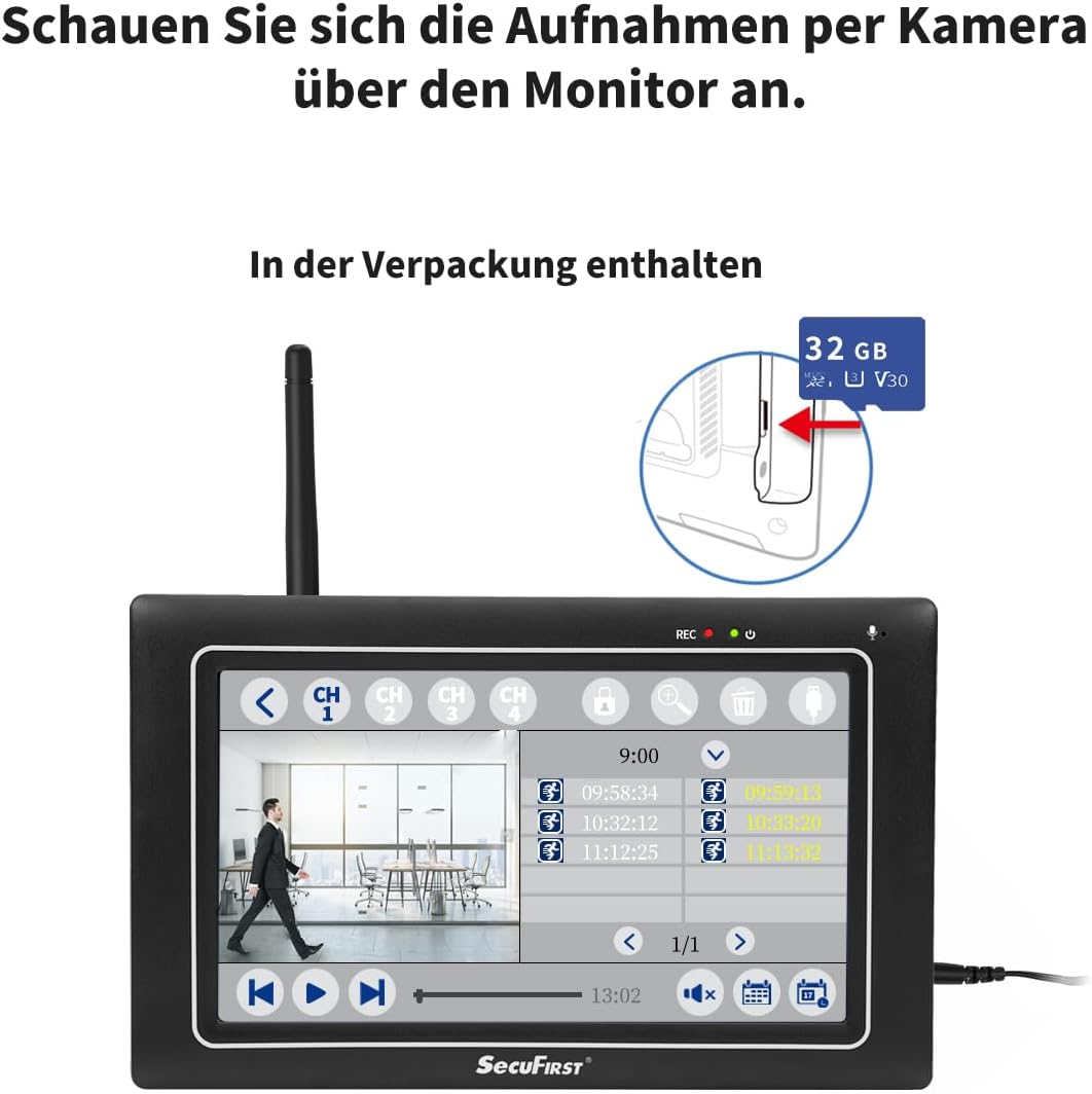 Bewakingscamera – Camerabewaking – Buitencamera – Huisbeveiliging – Babyfoon – 7 Inch Touchscreen Monitor – 2K HD Resolutie – Uitbreidbaar Geheugen 2 TB