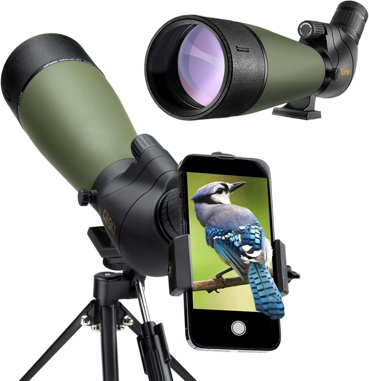 Gosky Bijgewerkt Nieuwste Spotting Scope - BAK4 Hoekige Scope voor Doel Schieten Jacht Vogels Kijken Wildlife Scenery (Camere adapter compatibel)