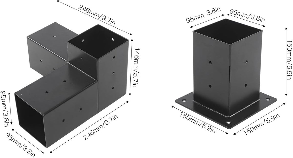 Stalen Pergolabeugel Set, 8 Stuks Roestvrij Stalen Montagebeugels voor Pergola, Stevige Constructie met Eenvoudige Montage en Flexibele Plaatsing