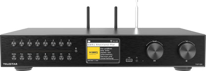 TELESTAR TOP 550 HiFi-systeem met versterker en cd-speler (43 cm breedte, 2 × 30 W, internetradio/DAB+, Bluetooth zend-/ontvangstfunctie, USB-opname, streamingdiensten) - zwart