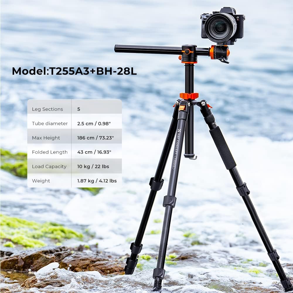Camerastatief – Fotostatief – Videostatief – Tripod – Voor DSLR Camera – Aluminium 185 cm – 360° Balhoofd
