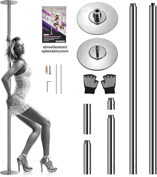 SereneLife Professional Upgrade Spin Dance Pole - Portable and Removable Stripper Fitness Bar, Adjustable and Smooth Connection - QUORE