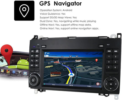 Carplay-navigatiesysteem voor Android 7 inch vervangend display voor Mercedes Benz A-klasse W169 A150/A160/A170/A180/A200/B-klasse W245/V W639 W447/Vito/Viano/W906 Sprinter