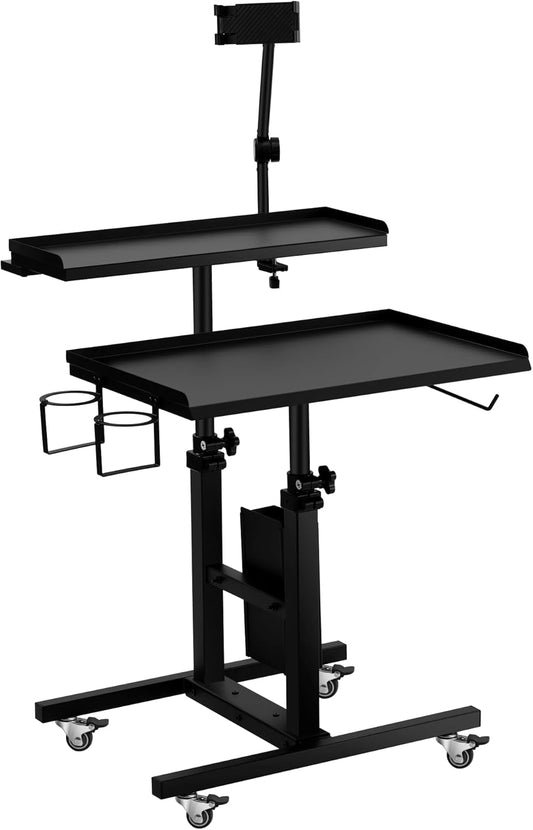 Poarmeey Premium Tattoo Salon Verstelbare Double Tier Werkstation met Wielen voor Tattoo Studio