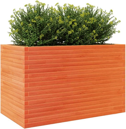 Flower Box Wax Brown 110 x 60 x 68.5 cm Solid Pine Wood Flower Box on Legs, Pot with Trine Grate, Planter, Patio - QUORE