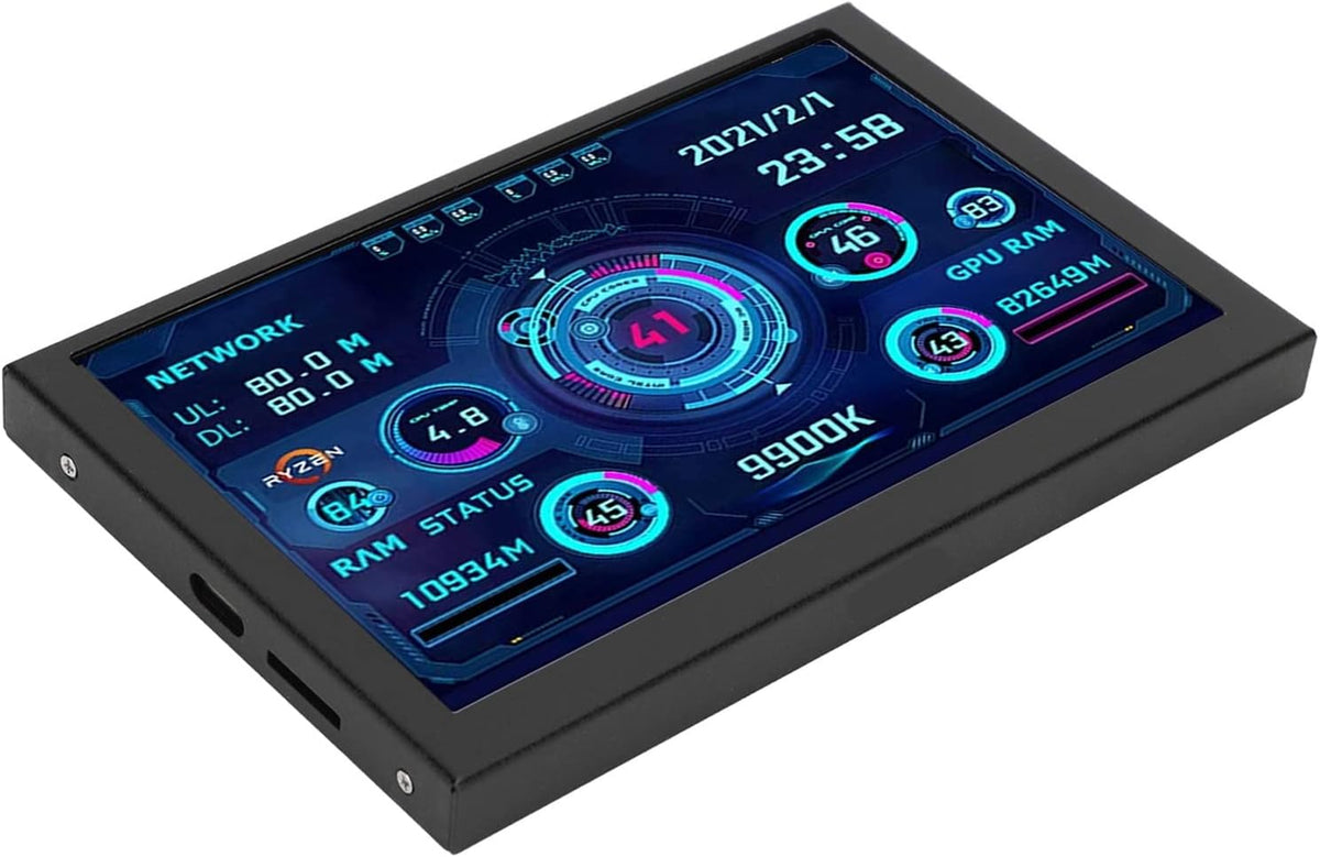 AIDA64 Mini-beeldscherm, USB IPS, 5 inch (13,7 cm) PC, CPU RAM, HDD monitor, gegevens, display, temperatuur, computer, secundair beeldscherm, type C