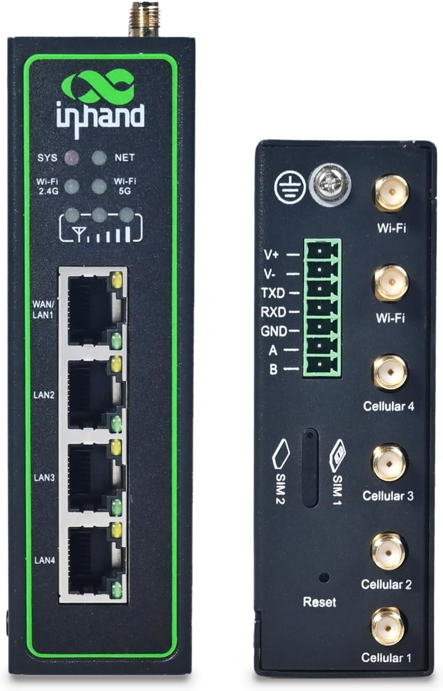 InHand Networks 5G IR624 industriële router VPN,double Wi-Fi-band,IoT WLAN-modem,Gigabit Ethernet-poort, Cloud managed,SIM ontgrendeld,IO-poort RS232+RS485,apparatuur M2M fotovoltaïsche netwerken