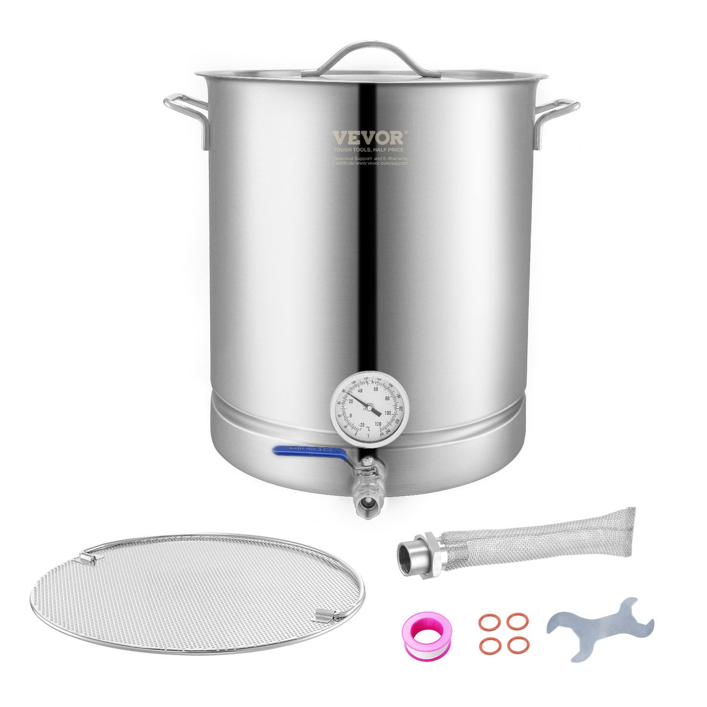 Brouwketel – Brouwpan – Maischketel – Bierbrouwketel – Fermentatieketel – 60 Liter Capaciteit – Roestvrij Staal Tri Ply Bodem