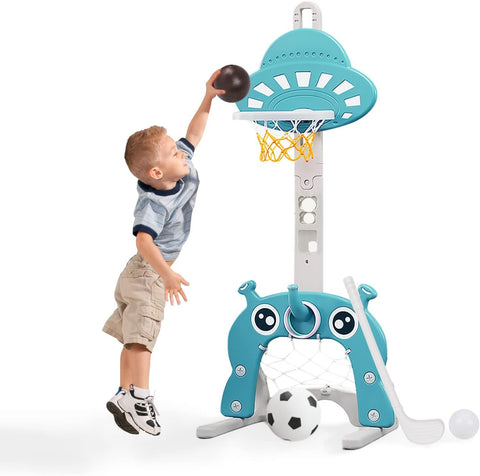 4-in-1 Basketbalstandaarden - Basketbalpaal - Basketbalring - voor Kinderen - Peuters - In Hoogte Verstelbaar - Voetbaldoel Ring - Golf - voor Binnen - Buiten - Sportspeelgoed - Cadeaus - 152 cm - Groen
