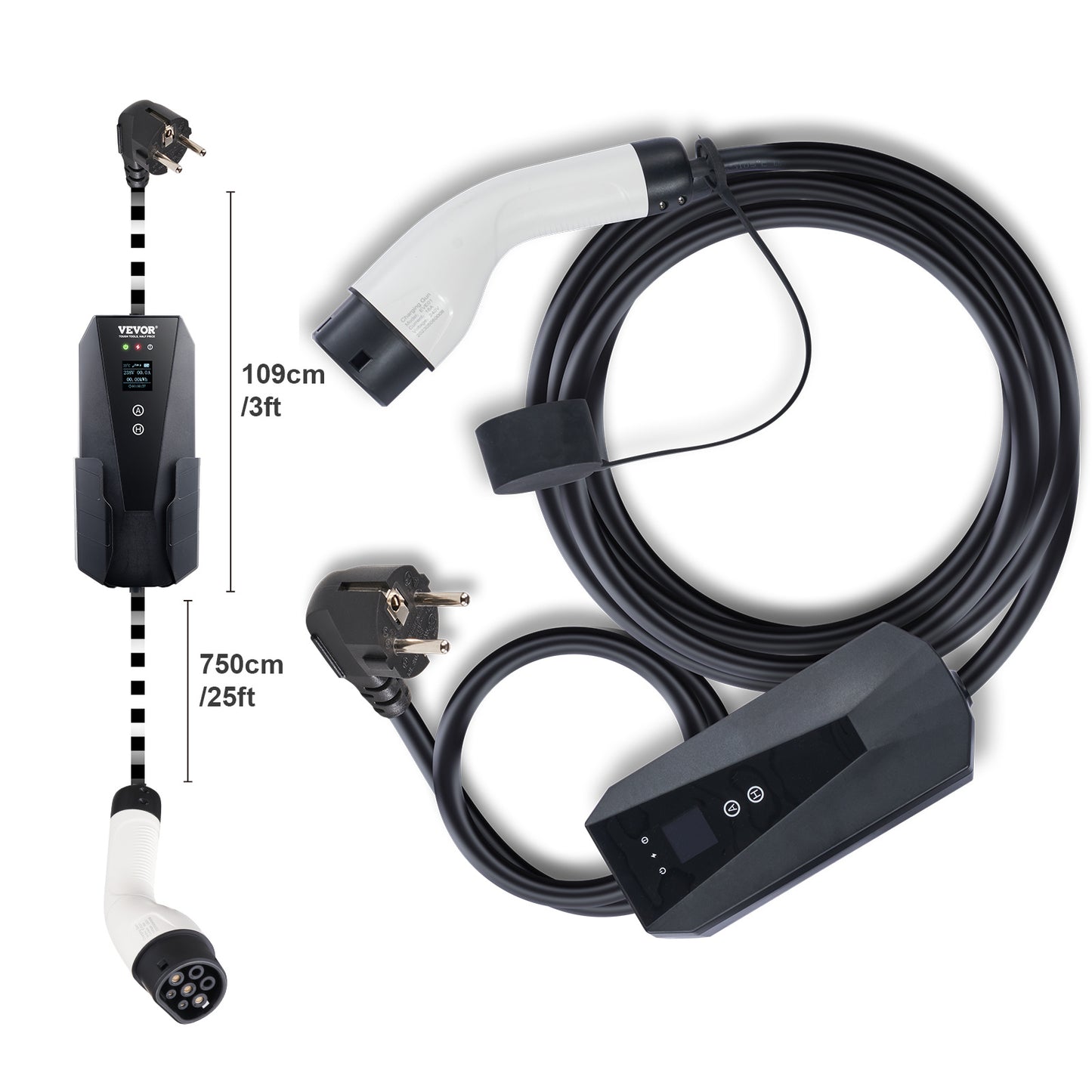 Elektrische Auto Oplader – EV Laadkabel – Elektrisch Voertuig Oplader – Type 2 Lader – Plug-in Hybride Oplader – 8,6 Meter Kabel – Slimme App Bediening