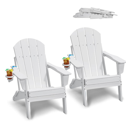 VEVOR Adirondack Stoel van kunststof, set van 2 draagbare opvouwbare vuurkorfstoel, outdoor Adirondack terrasstoel met bekerhouder, met ontspannende armleuning, ergonomisch, voor tuin, achtertuin -