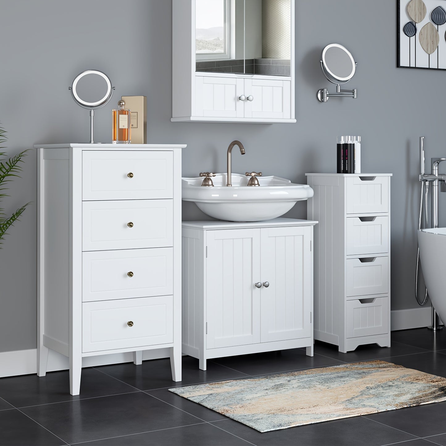 Ladekast – Ladeblok – Dressoir – Opbergkast – Kommode – Modern Wit – 5 Lades – MDF & Massief Hout – Ruimtebesparend Compact Design – Geruisloze Laden