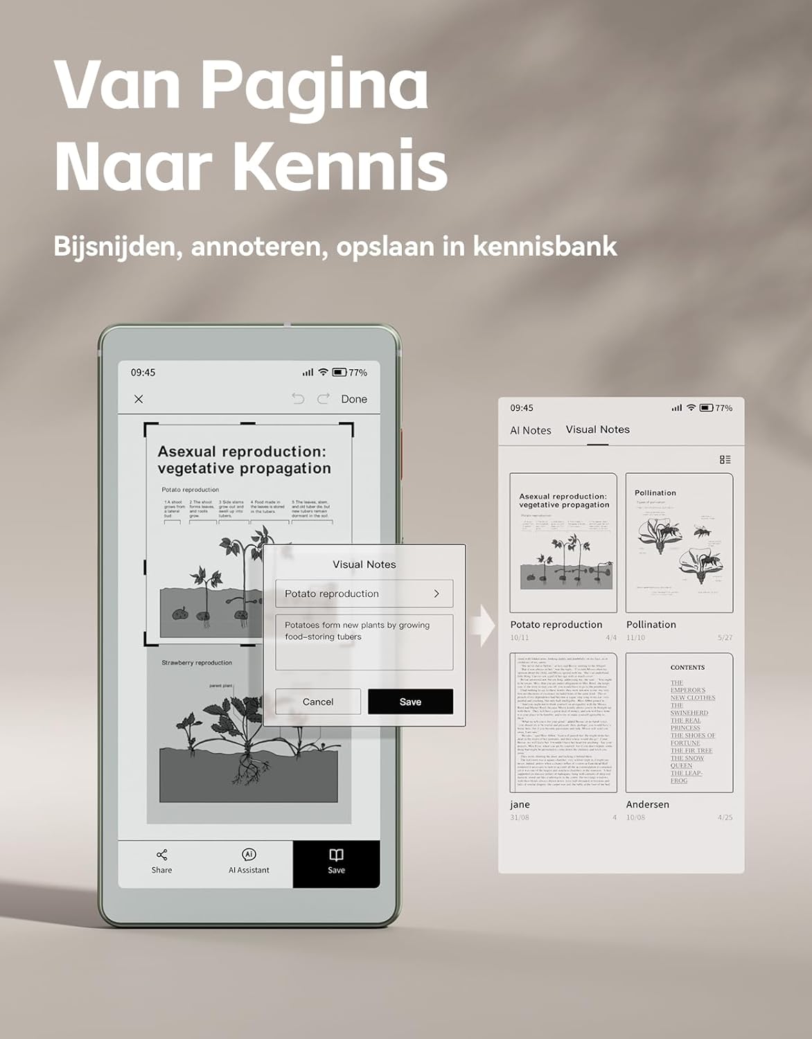 VIWOODS 6,13’’ AiPaper Reader met 4G-connectiviteit, Ultradunne & Lichte E Ink eReader, AI-geïntegreerd, 300PPI, Instelbaar Frontlicht, 128GB Opslag