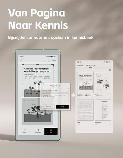 VIWOODS 6,13’’ AiPaper Reader met 4G-connectiviteit, Ultradunne & Lichte E Ink eReader, AI-geïntegreerd, 300PPI, Instelbaar Frontlicht, 128GB Opslag