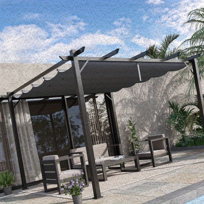 Tuinkamer – Pergola – Tuinpaviljoen – Overkapping – Partytent – Aluminium Frame – Verstelbaar Schuifdak 3x3m – Weerbestendig & Lichtgewicht