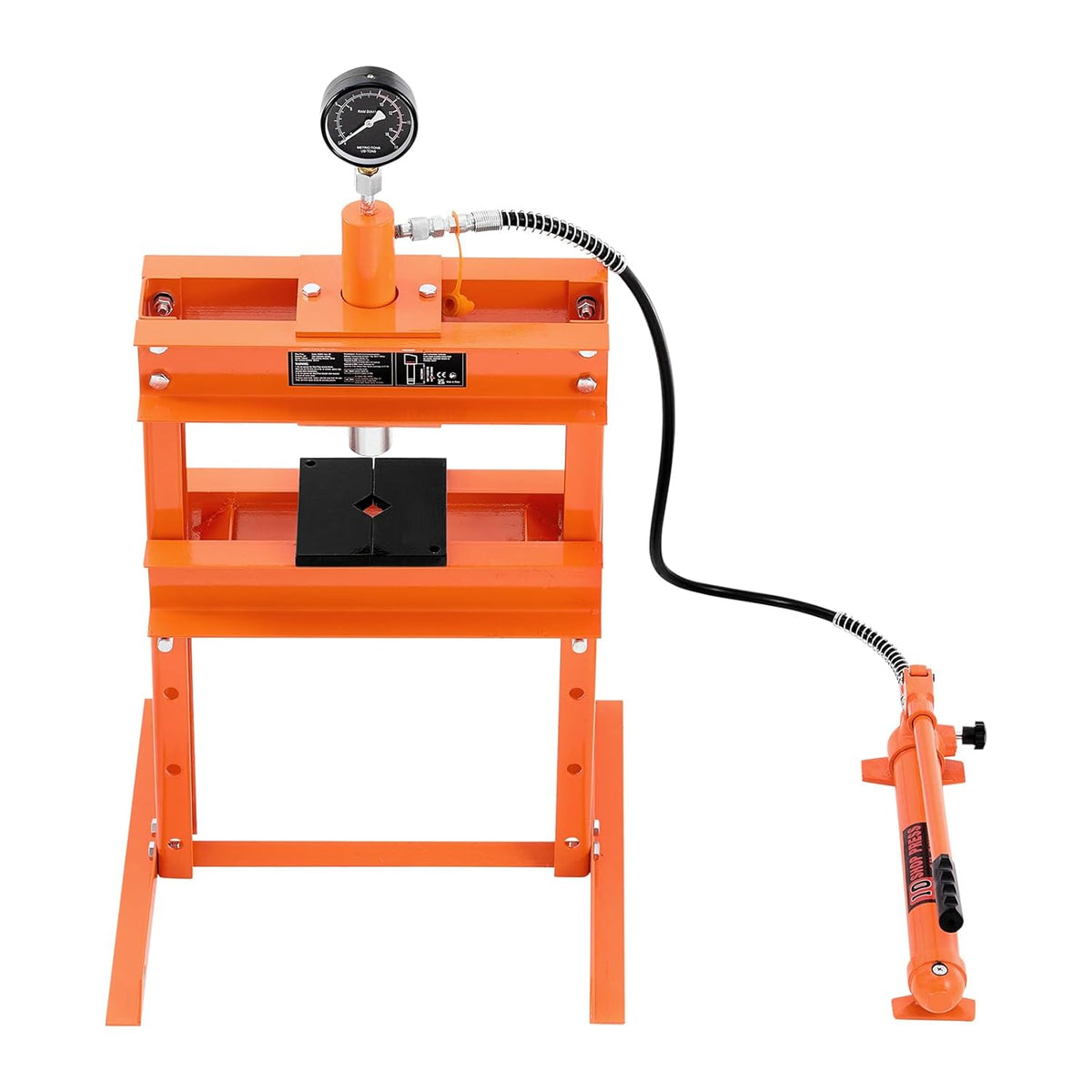 VEVOR Hydraulic shop press, 10T H frame, shop press with press plate and H-shaped base, stable garage floor, adjustable hydraulic press with release valve, suitable for bending, straightening and