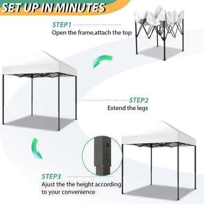 2x2M Pop-Up Canopy Tent Temporary Shelter Without Sidewalls Easy To Set Up Outdoor Canopy UPF 50+ Instant Party Tent With Carry Bag Quick To Assemble By One Person Suitable For Outdoor Events Gardens Commercial Use And Market
