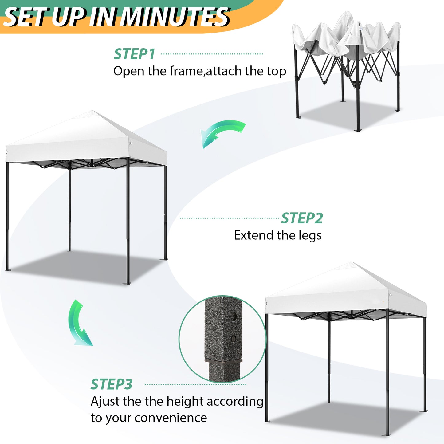 2x2M Pop-Up Canopy Tent Temporary Shelter Without Sidewalls Easy To Set Up Outdoor Canopy UPF 50+ Instant Party Tent With Carry Bag Quick To Assemble By One Person Suitable For Outdoor Events Gardens Commercial Use And Market