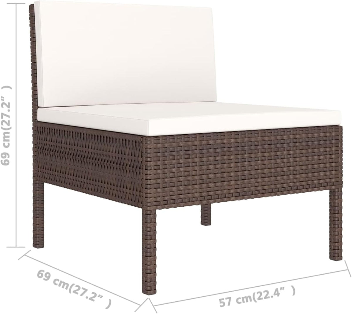 Gecheer 2-piece garden furniture set garden lounge set garden sofa polyrattan seating group outdoor seating lounge furniture lounge sofa with pillows brown - QUORE