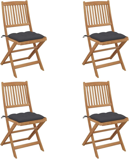 Tidyard Garden Chairs Foldable 4 Pieces Outdoor Patio Armchair Garden Chair Garden Garden Acacia 10# - QUORE