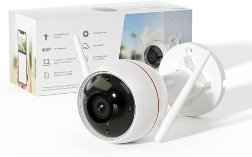 Beveiligingscamera Buiten - WiFi-bewakingscamera - Draadloze IP-camera - 4MP - met AI Menselijke Detectie-  30m Kleuren Nachtzicht - Alarmsirene - IP67 Waterdicht - Twee-weg audio - Wit
