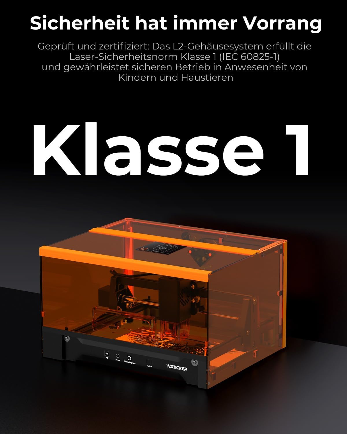 Lasergraveermachine, L2 Flex 10W met behuizing Bijgevoegde lasergraveermachine, graveren en snijden van hout, gecoat metaal, glas Geschikt voor beginners (klasse 1, 10000 mW)