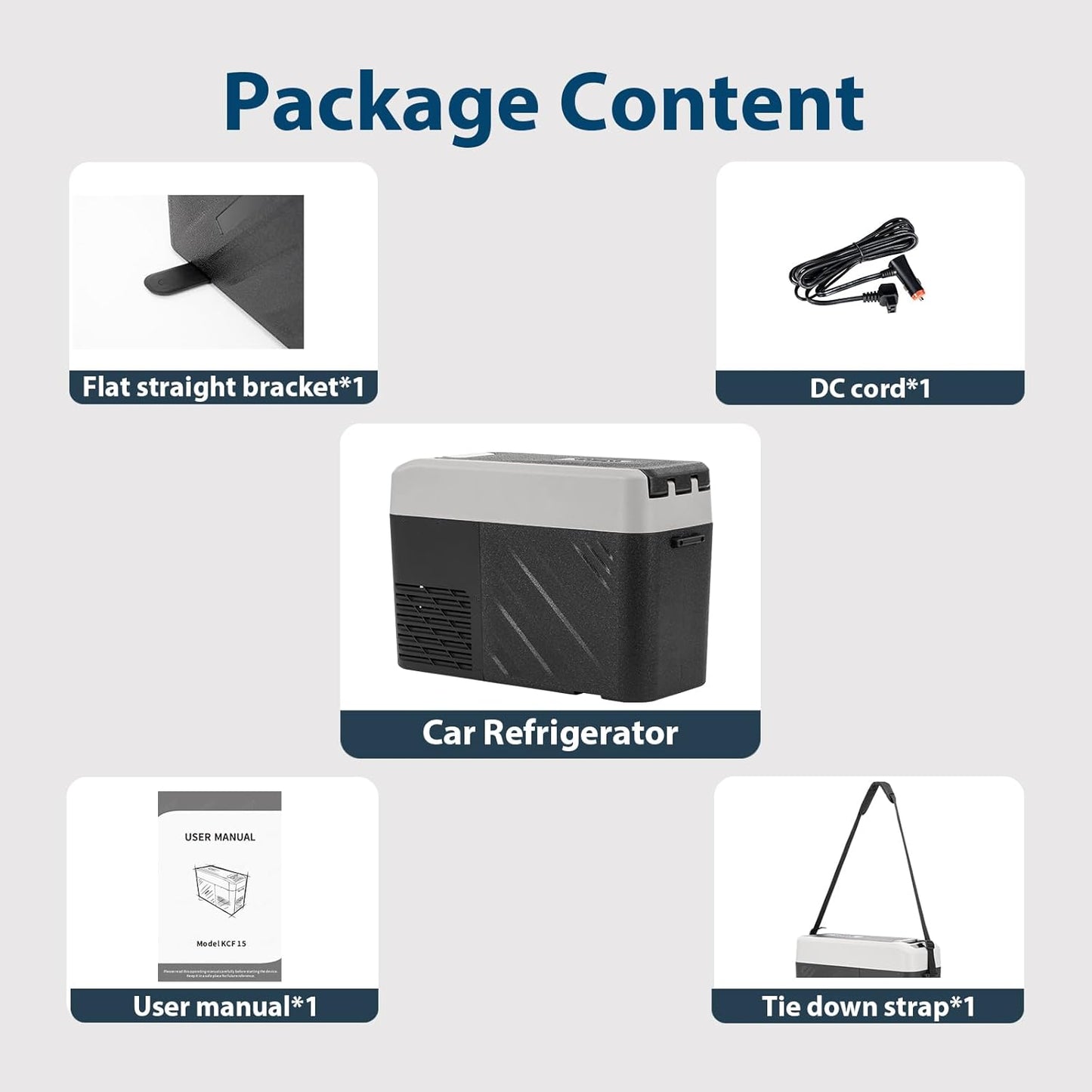 Alpicool KCF15 Koelbox, 15 liter, draagbaar, voor auto, vrachtwagen, compacte campingkoelkast, 12/24 V DC koelbox voor reizen, levensmiddelen en dranken, licht design