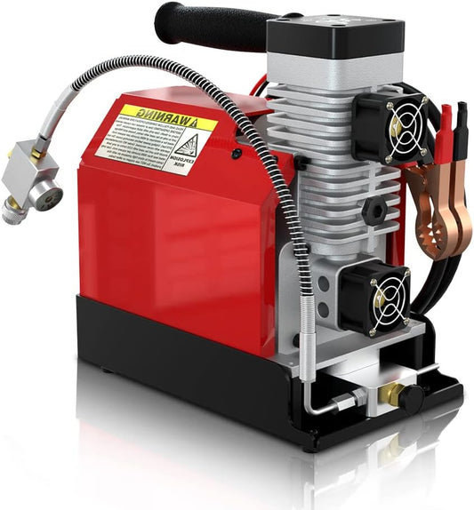 PCP Luchtcompressor – Draagbare Compressor – Mini Compressor – Air Pump – Luchtpomp – Olievrij – 250W Krachtig Met 12V En 220V Aansluiting - QUORE