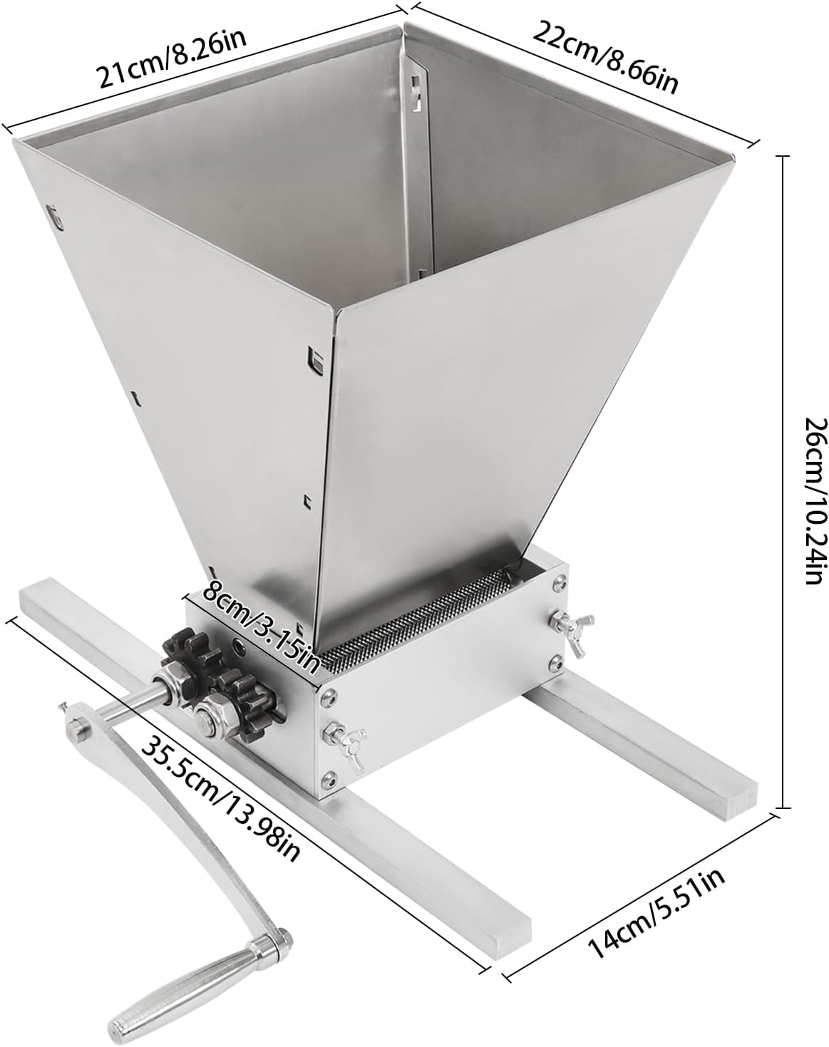 Graanmolen – Graanmaalder – Handmolen – Moutmolen – Maler – Handmatige Verstelbare Rollers 0-2,5 mm – Grote Trechter 22x21 cm – 4 Liter Capaciteit