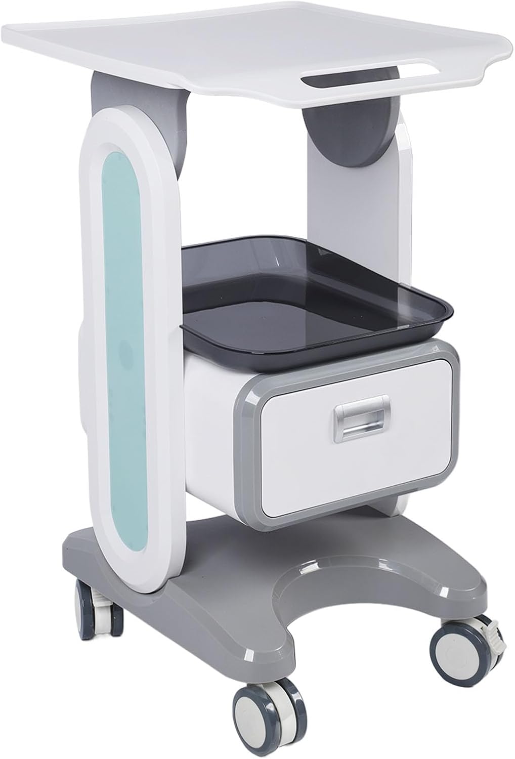 50 kg draagbare medische wagen met groot werkblad, enkele lade en universele rol voor schoonheidssalon, laboratorium, tandheelkundige kliniek