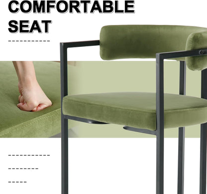 Barstoel – Barkruk – Keukenstoel – Stoel – Barkruk Set – Groen Velvet – Metalen Frame – Zithoogte 66 cm – Comfortabele Zitting - QUORE