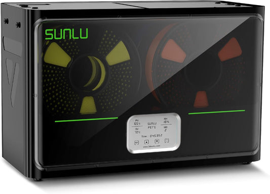 SUNLU Officiël 3D Printer Filament Droger S4, Capaciteit van 4 Spoelen, 3 Circulatieventilatoren, 350W PTC Verwarmer, Maximale Temperatuur 70℃, Intelligente Vochtigheidsregeling, Zwart