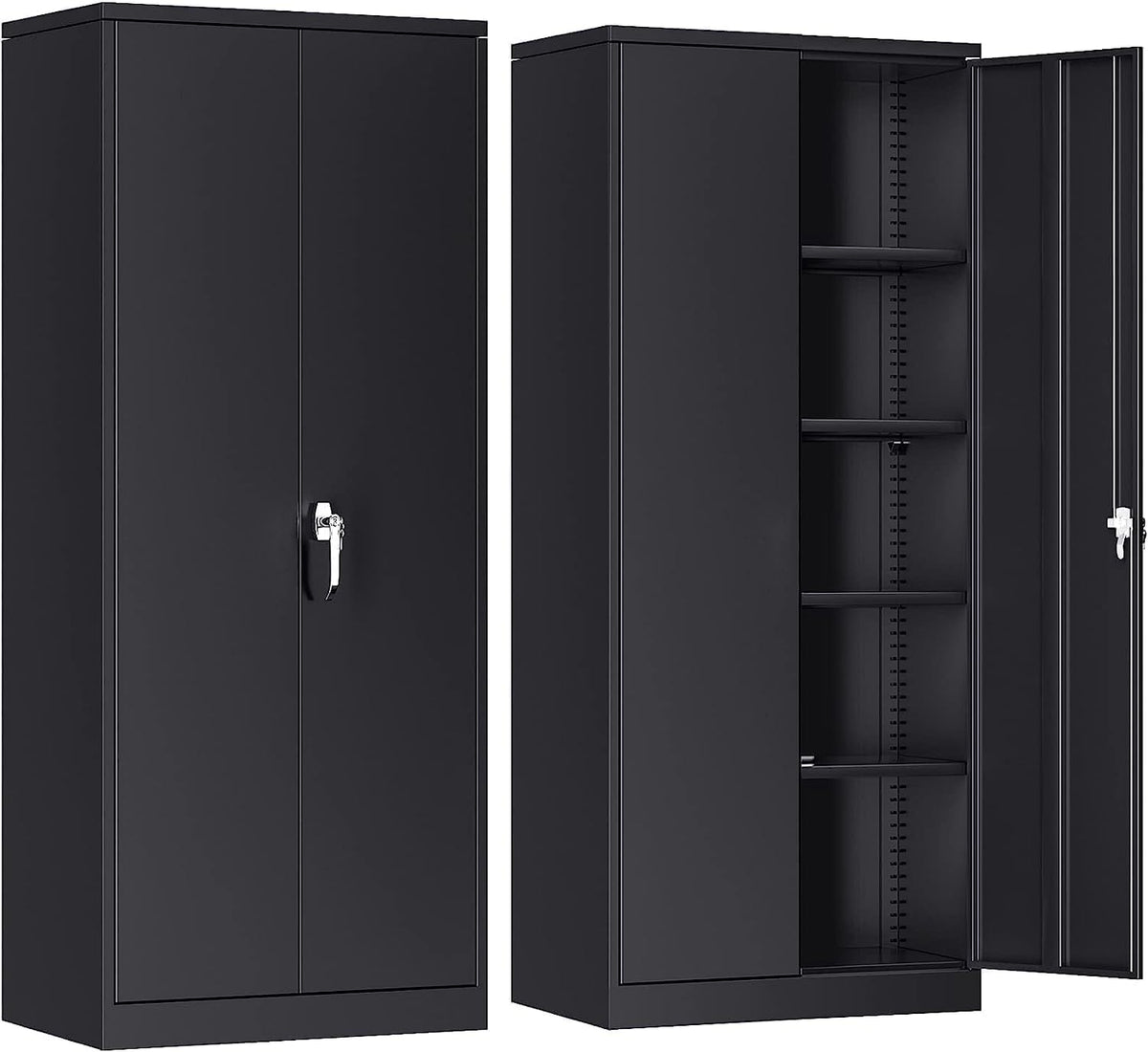 Archiefkast, metalen kast met 4 in hoogte verstelbare planken, staalplaat met poedercoating, stalen kast voor gereedschap, Garage 180 x 80 x 40 cm (zwart)