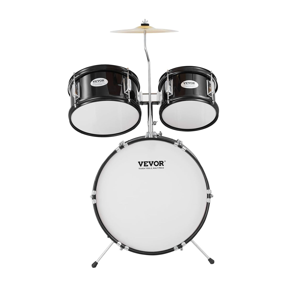 Kinderdrumset – Drumstel Kinderen – Drumset Kinderen – Kinder Drumstel – Junior Drumset – 5-Delig Zwart – Populierenhouten Klankkast – Verstelbare Drumkruk Met 4 Standen