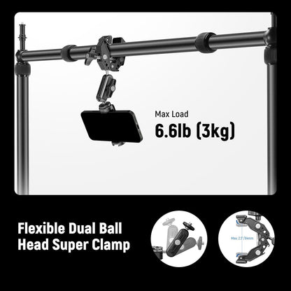 NEEWER Overhead Camera Mount Rig met Dual Ball Head Super Klem/Telefoon Houder/C Klem voor Desktop Top Down Shots, Metalen Multi Device Mount Platform voor Fotografie Live Streaming Video Making,