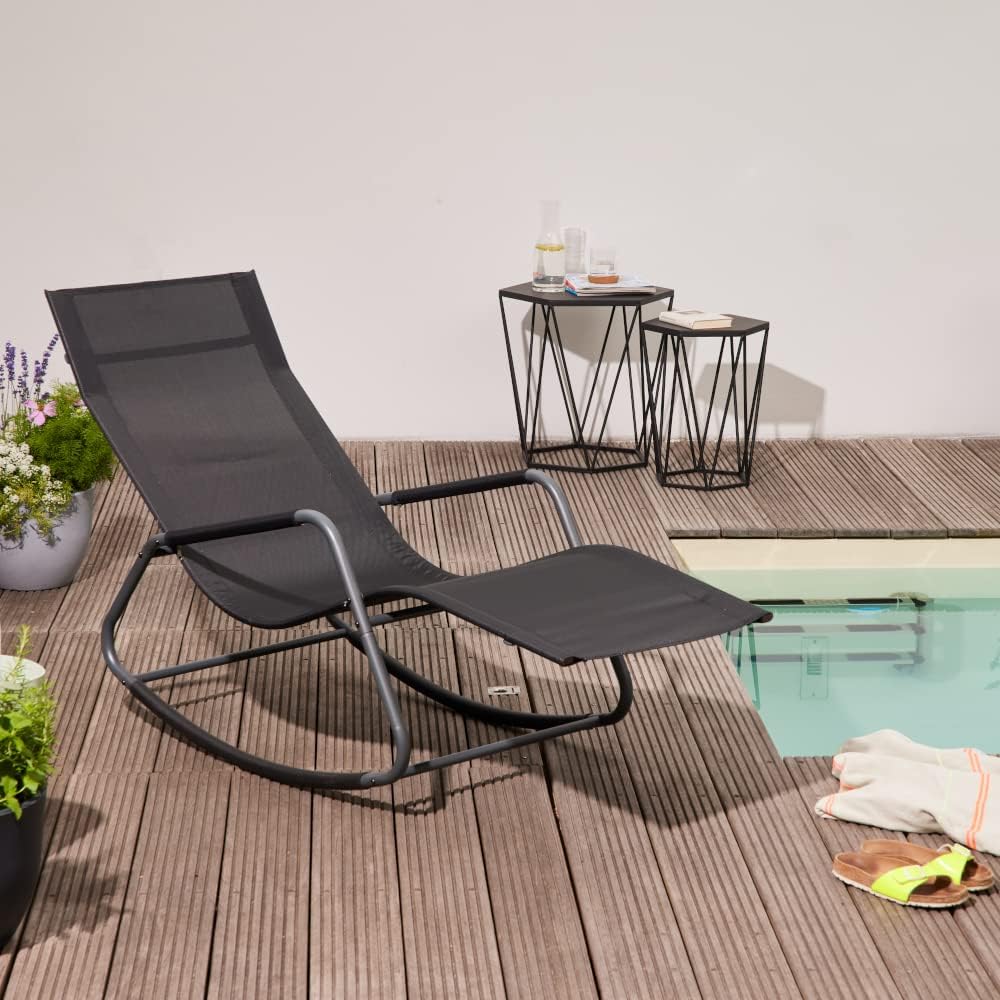 Siena Garden Relax ligstoel in zwart