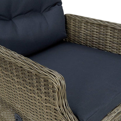 vidaXL Garden chair adjustable with ottoman poly rattan brown - QUORE