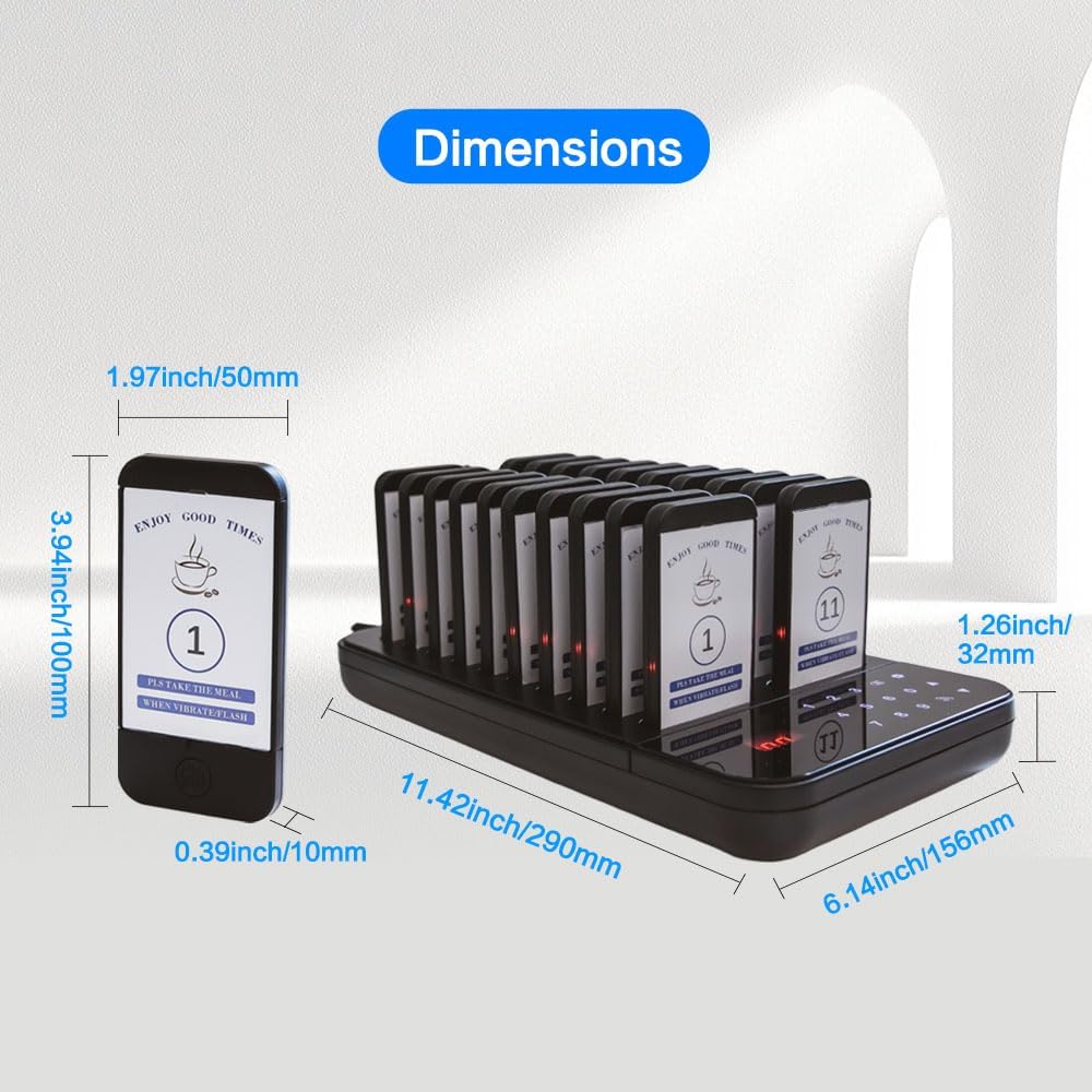 KZH Pager Systeem, Oproepsysteem Restaurant, 20 Pagers, 7 Oproepmodi, Gemakkelijk te Gebruiken, Waterdicht Aanraaktoetsenbord, Semafoonsysteem voor Bar, Ziekenhuis, Hotel