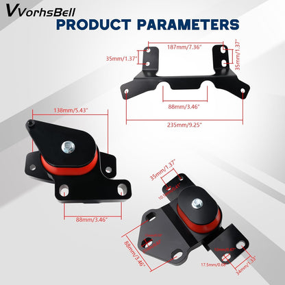 Motorsteunset compatibel met VW Golf GTI MK7 MKVII & Audi A3 8V S3 TT MQB Platform Motor Transmissie Mount