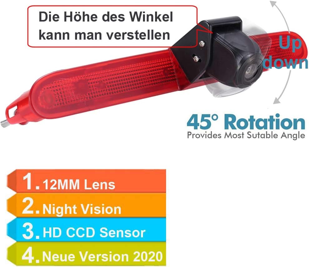 HD Auto Transporter parkeerhulp systeem remlicht achteruitrijcamera achteruitrijcamera met hoek instelbare vervanging voor Toyota Proace/Citroen Berlingo B9/Opel Combo/Limousine/Peugeot Partner Tepee