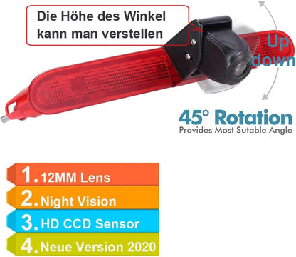 HD Auto Transporter parkeerhulp systeem remlicht achteruitrijcamera achteruitrijcamera met hoek instelbare vervanging voor Toyota Proace/Citroen Berlingo B9/Opel Combo/Limousine/Peugeot Partner Tepee