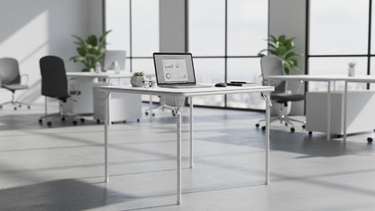 Vierkante klaptafel, draagbaar, robuuste kaarttafel met vinylplaat, voor binnen en buiten, opvouwbare tafel voor feest, picknick, camping, kantoor en evenementen (wit)