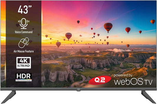 Q.2 | 43 inch TV | 4K UHD 3840x2160 | Smart TV | HDR | Frameloos | WiFi, Bluetooth | WebOS.